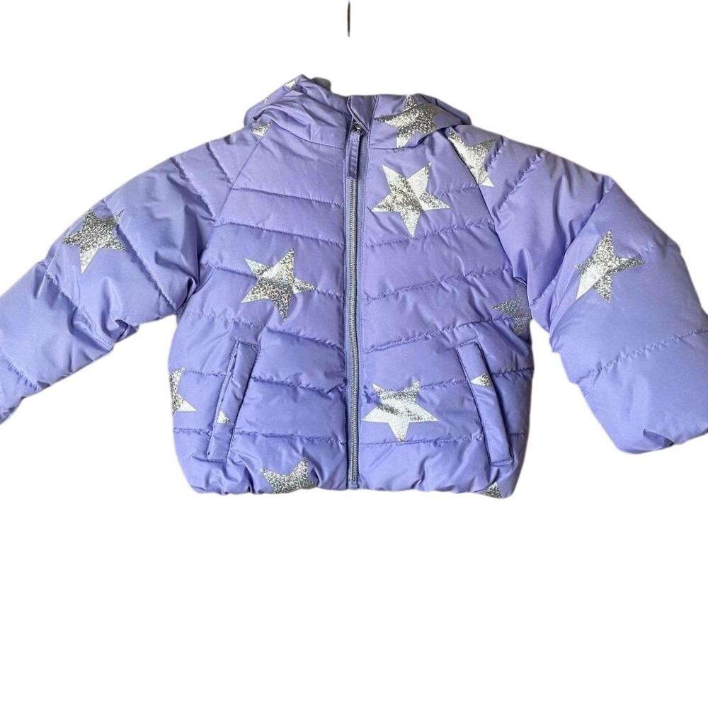 R 1881 Lavender Puffer Jacket with Silver‎ Stars, 2T